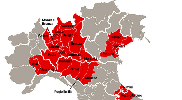 Coronavirus Zona Rossa Nord