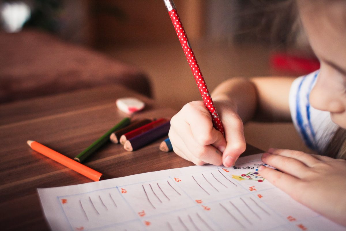 Bambina Disegna Scrive Scuola